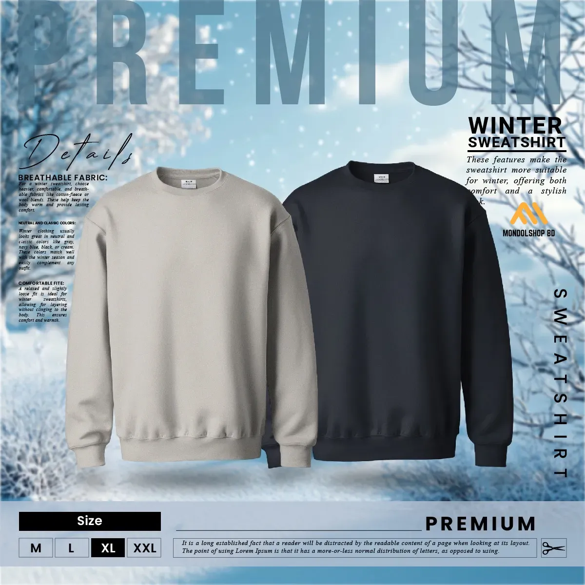 2 Pieces Premium Sweatshirt Biscuit & Black
